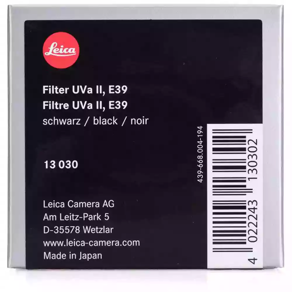 Leica Filter UVa II 39mm Black