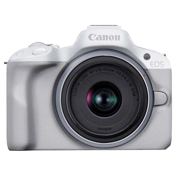 Canon EOS R50 Camera White with RF-S 18-45mm Lens Kit