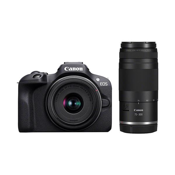 Canon EOS R100 with RF-S 18-45mm and RF 75-300mm Twin Lens Kit