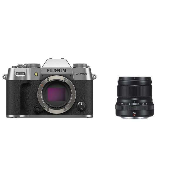 Fujifilm X-T50 Silver Camera with XF 50mm f/2 Silver Lens