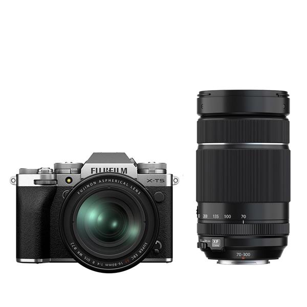 Fujifilm X-T5 with 16-80mm and 70-300mm Twin Lens Kit Silver