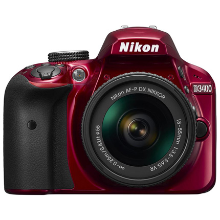 Nikon D3400 Digital SLR Camera + 18-55 VR AF-P Lens Kit - Red