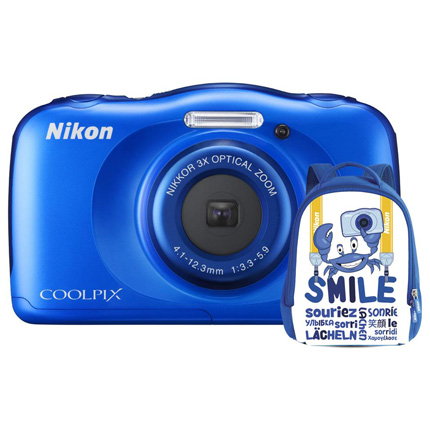 Nikon Coolpix W100 Blue Waterproof Compact Camera + Backpack Kit
