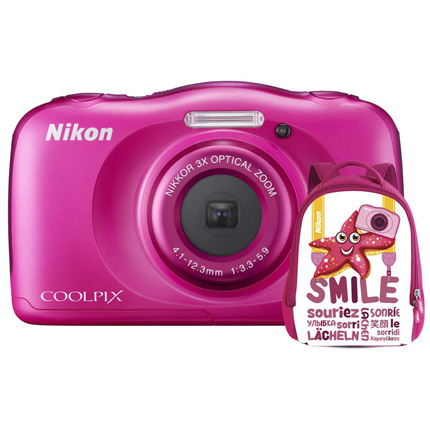 Nikon Coolpix W100 Pink Waterproof Compact Camera + Backpack Kit