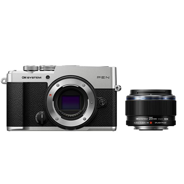 OM System PEN Silver Camera with 25mm F1.8 II Lens Kit