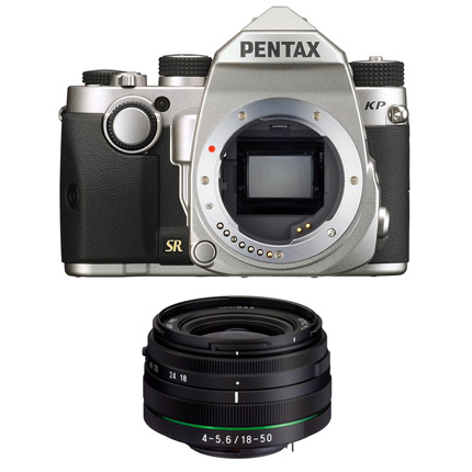 Pentax KP DSLR With HD DA 18-50mm f/4-5.6 DC WR RE Lens Kit Silver