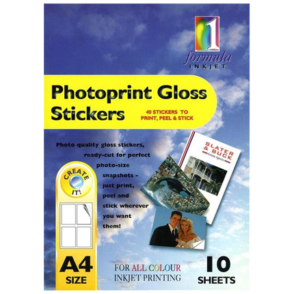 Formula 1 Photoprint Gloss Stickers A4 10 Sheets