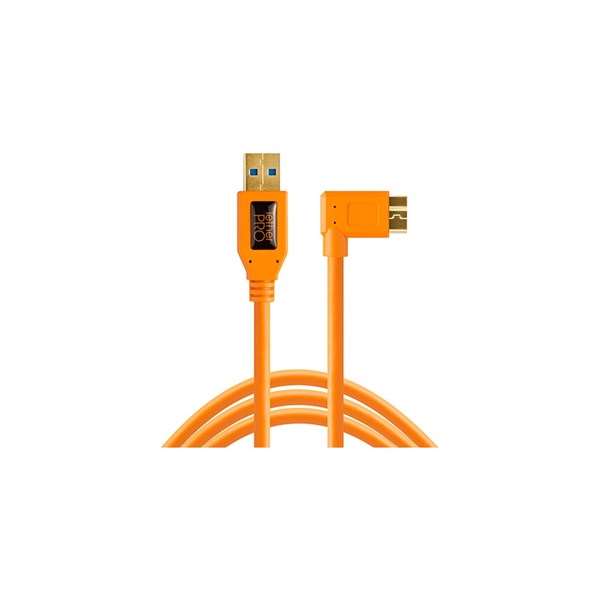 Tether Tools TetherPro USB 3.0 to Micro-B Right Angle 15 foot Orange