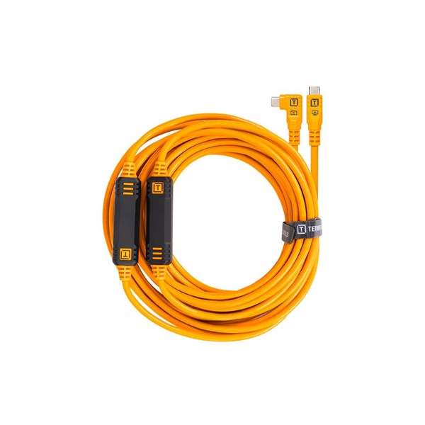 Tether Tools TetherPro USB-C to USB-C 31ft Straight to Right Angle Orange