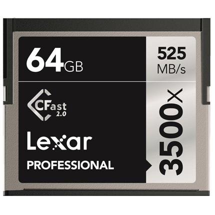 Lexar 64GB 3500x (525MB/Sec) Professional CFast 2.0 Card