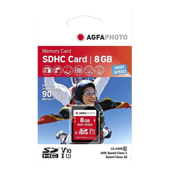 AgfaPhoto 8GB SDHC USH-1 U1 V10 Memory Card