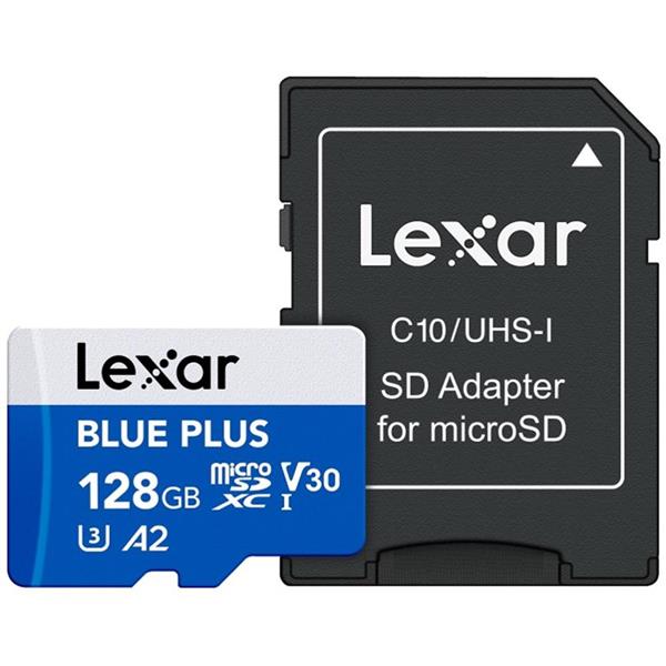 Lexar 128GB microSDHC Blue Plus UHS-I V30 Read 170MB/s with SD adapter Open Box
