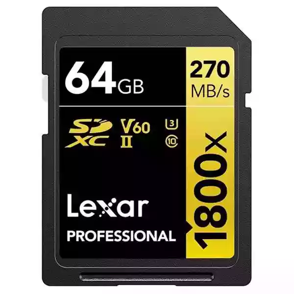 Lexar 64GB Professional 1800x 270MB/s UHS-II V60 SDXC Card Gold