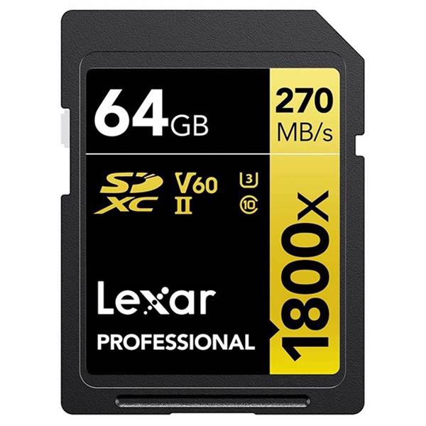 Lexar 64GB Professional 1800x 270MB/s UHS-II V60 SDXC Card Gold Open Box