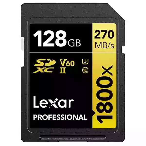 Lexar 128GB Professional 1800x 270MB/s UHS-II V60 SDXC Card Gold