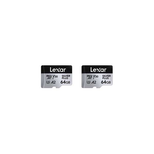 Lexar microSDXC Silver Plus UHS-1 64GB V30 R205/W100MB/s 2-Pack