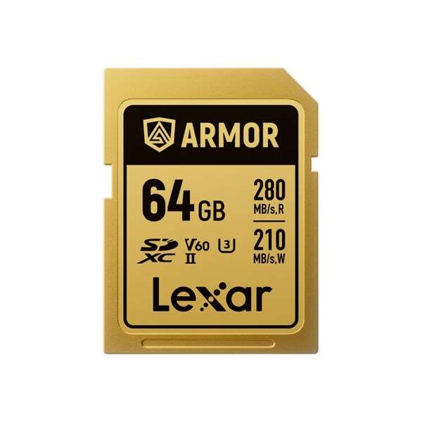 Lexar Professional GOLD 64GB ARMOR SDXC UHS-II V60 IP68 Steel