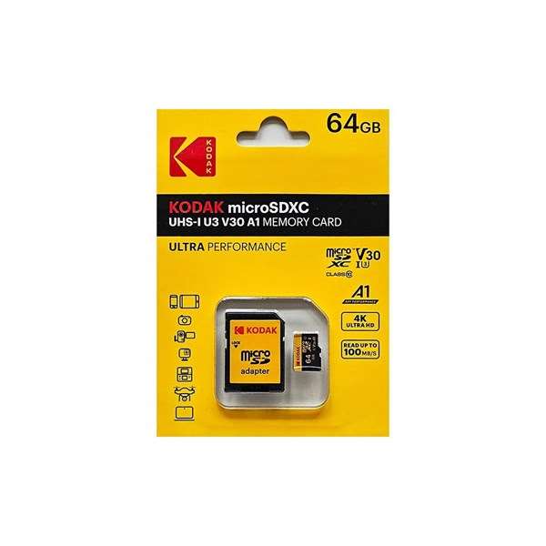Kodak 64GB Micro SD UHS-I U3 V30 with Adapter
