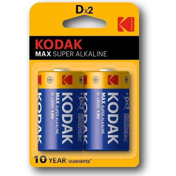 Kodak Max Super Alkaline D/LR20 Twin Pack D Batteries