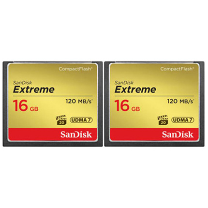 SanDisk 16GB Extreme CF 120MBs Twin Pack