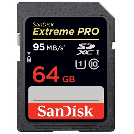 SanDisk 64GB Extreme Pro SDXC 95MB/s Class 10 UHS-I