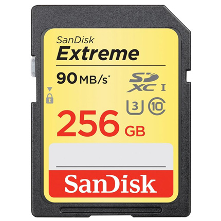 SanDisk 256B Extreme SDXC Card 90MB/s