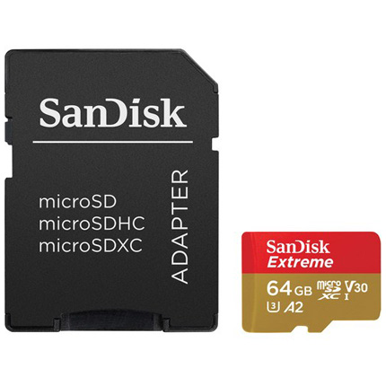 Sandisk 64GB Extreme Micro SDXC 160MB/s UHS-3 Class 10