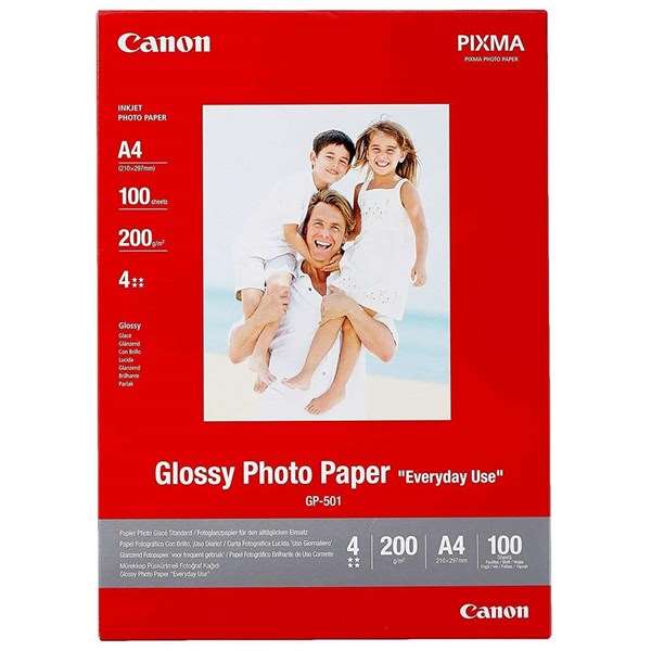 Canon PIXMA GP-501 (A4) 210g/m2 Glossy Photo Paper (White) 1 Pack of 100 Sheets