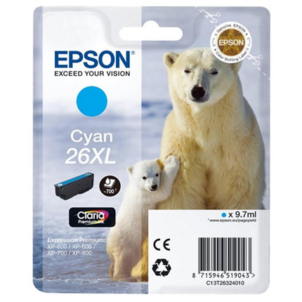 Epson Polar Bear T2632 XL Cyan Ink Cartridge