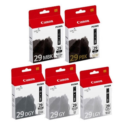 Canon PGI-29 MBK/PBK/DGY/GY/LGY Monochrom Pack for Pro-1