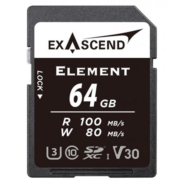 Exascend Element 64GB SDXC UHS-I V30 W80MB/s Memory Card