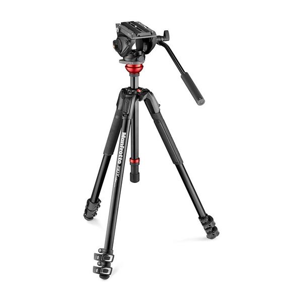 Manfrotto 190X Video Alu Tripod w 500 Fluid Video Head Flat Base Open Box