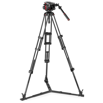 Manfrotto MVK504TWINGC 504 Fluid Head with Carbon Fibre Twin Leg Ground Spreader Tripod