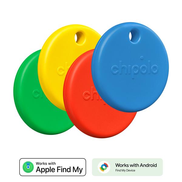 Chipolo POP Tracking Tag 4 Pack Red/Blue/Yellow/Green
