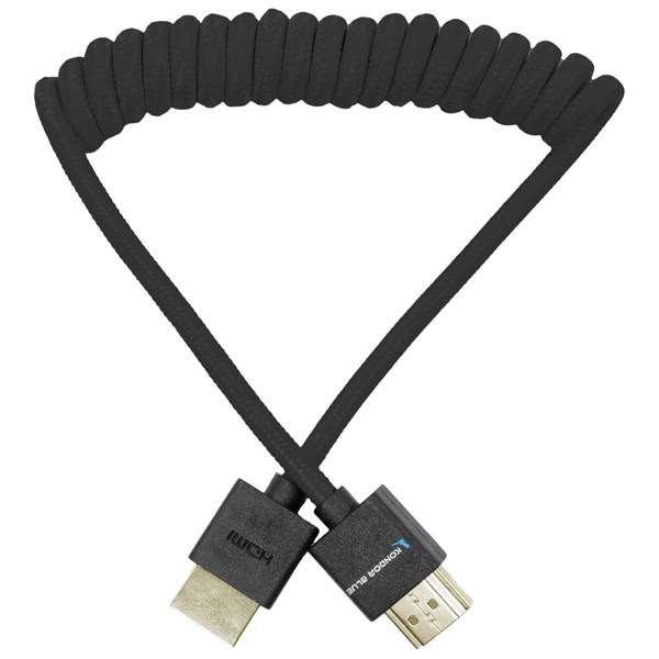 The Kondor Blue Full HDMI Coiled Cable 12 to 24-Inch Black