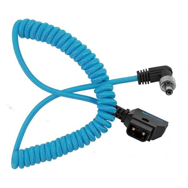 Kondor Blue Coiled D-Tap to DC 5.5 x 2.1mm Male Barrel Cable