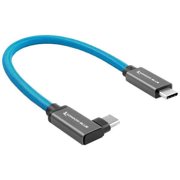 Kondor Blue USB 3.1 Gen 2 Type-C to USB Type-C Right Angle Cable 12-Inch