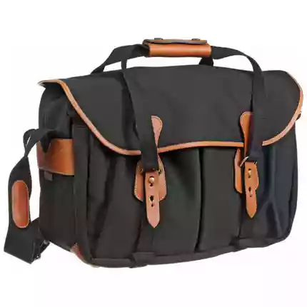 Billingham 445 Shoulder Bag - Black Canvas/Tan