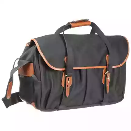Billingham 555 Shoulder Bag - Black Canvas/Tan
