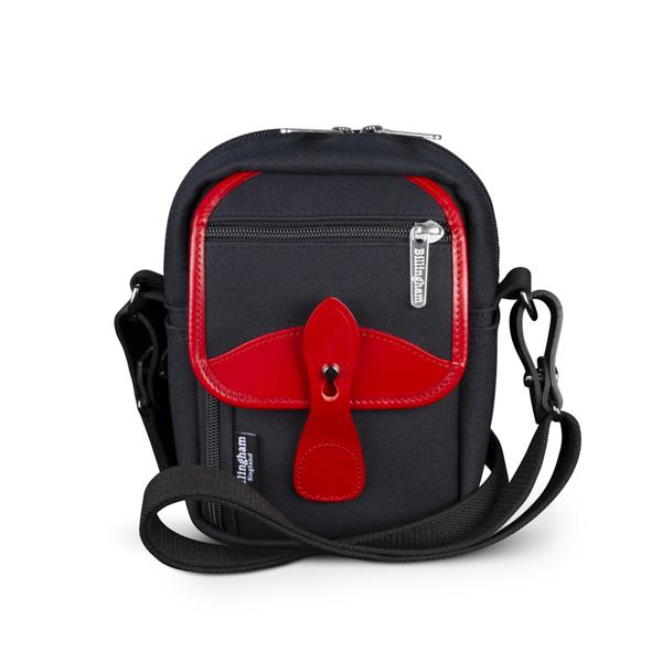 Billingham Compact Stowaway Black FibreNyte/ Red Leather