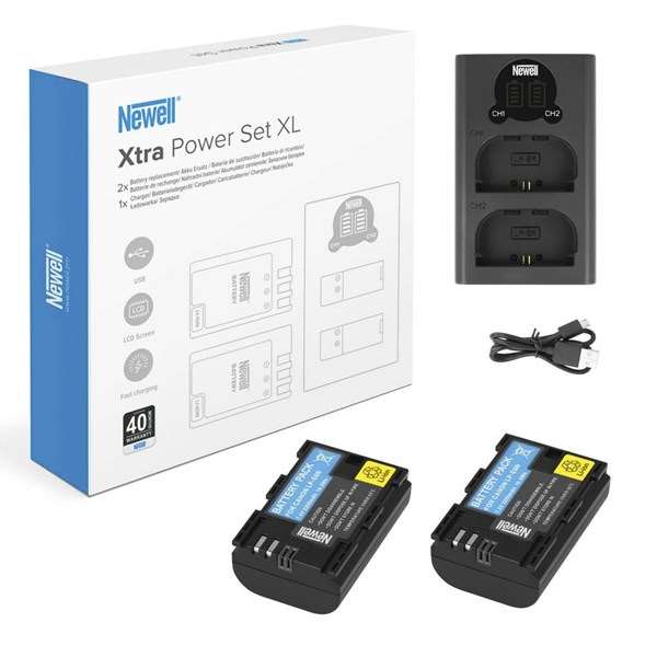 Newell Xtra Power Set XL Charger and 2x LP-E6N Batteries for Canon
