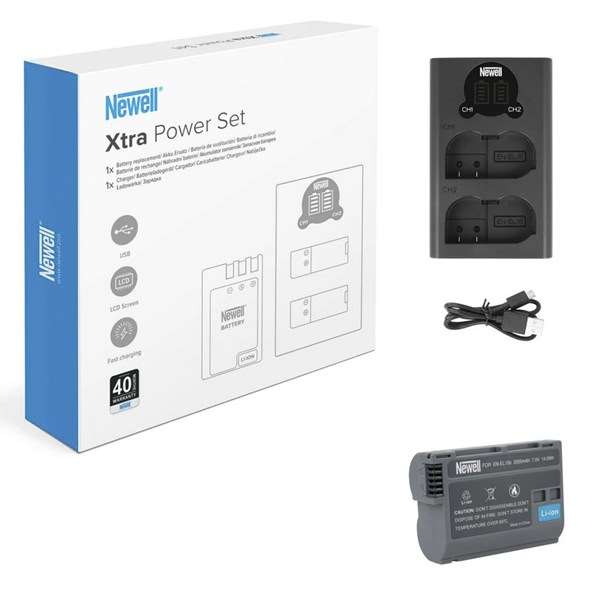 Newell Xtra Power Set 1x Charger and 1x EN-EL15b Battery for Nikon