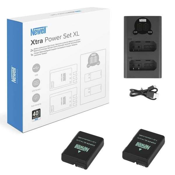 Newell Xtra Power Set XL Charger and 2x EN-EL14 Batteries for Nikon