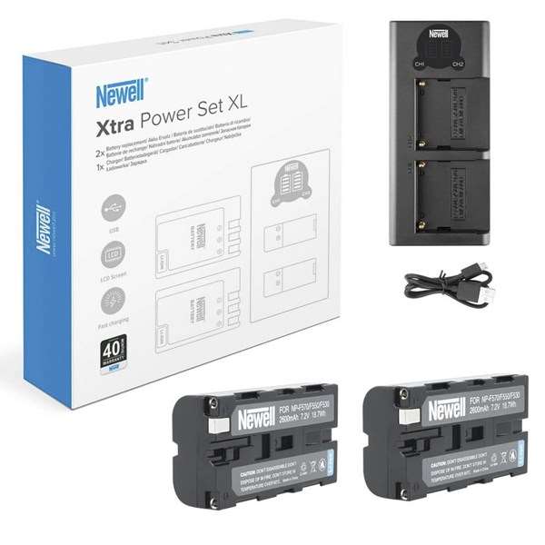 Newell Xtra Power Set XL Charger and 2x NP-F570 Batteries for Sony