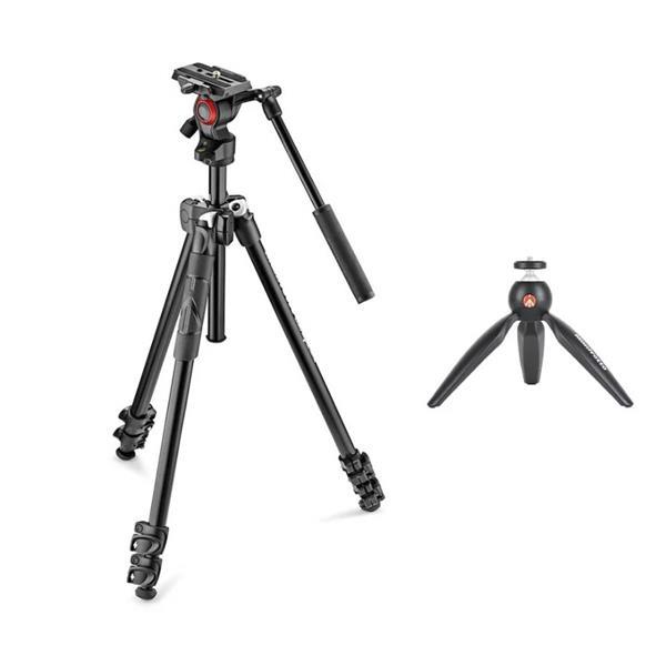 Manfrotto 290 Tripod with Video Head and Pixi Mini Bundle Ex Demo