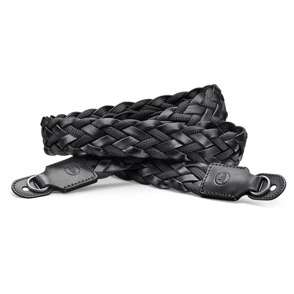 Leica Carrying Strap Flat Braided Rayon and Leather Cord Black