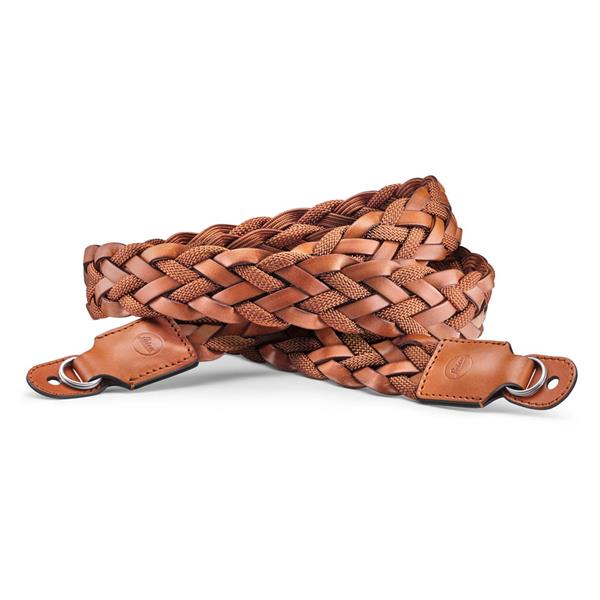 Leica Carrying Strap Flat Braided Rayon and Leather Cord Cognac