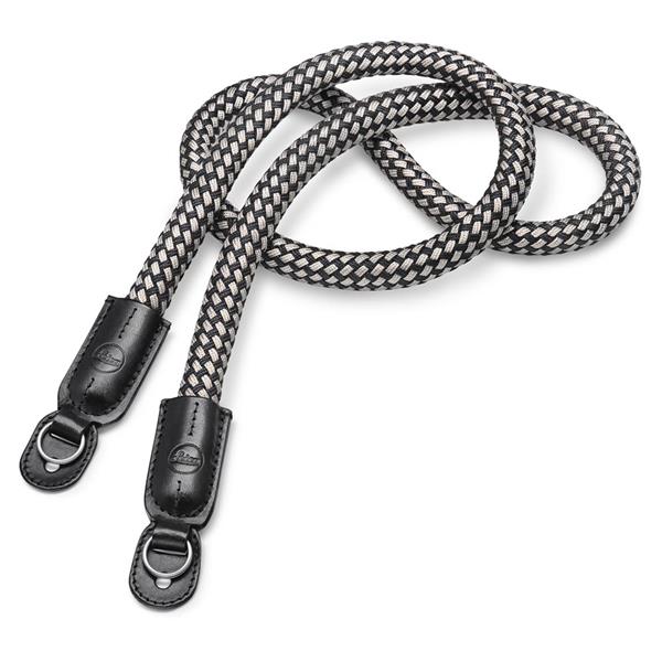Leica Carrying Strap Flat Braided Rayon and Leather Cord Black White