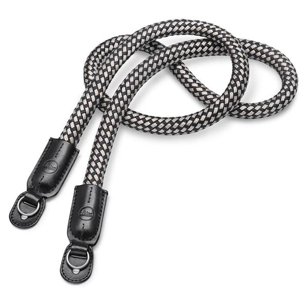 Leica Carrying Strap Flat Braided Rayon and Leather Cord Black White Open Box