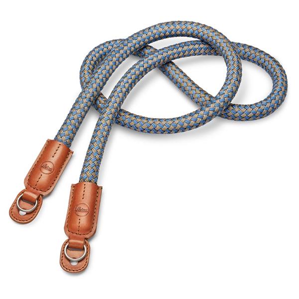 Leica Carrying Strap Flat Braided Rayon and Leather Cognac Denim Blue